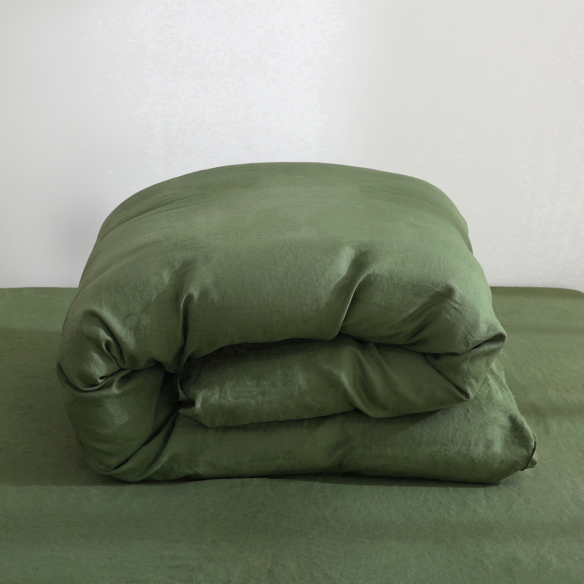 100% Pure Linen Duvet Cover with Button Closure and Corner Ties Soft & Breathable - Green Full/Queen