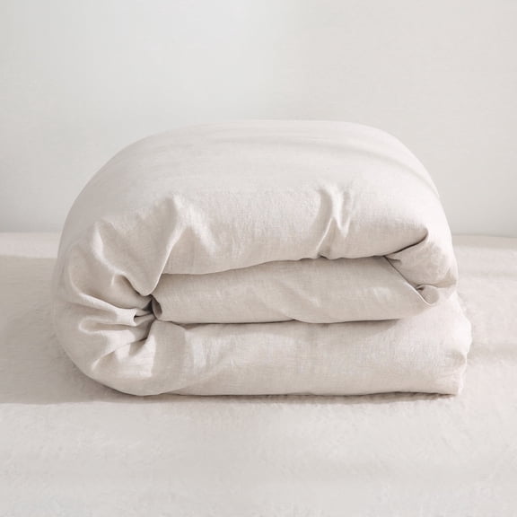 100% Pure Linen Duvet Cover with Button Closure and Corner Ties Soft & Breathable - Natural Full/Queen