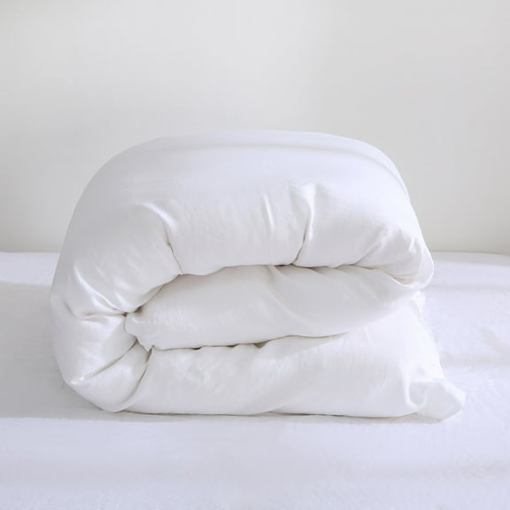 100% Pure Linen Duvet Cover with Button Closure and Corner Ties Soft & Breathable - White King/Cal King