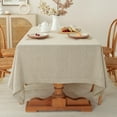thumbnail image 1 of 100% Pure Linen Tablecloth, 55x55 Inch Square Table Cover - Natural, 1 of 7