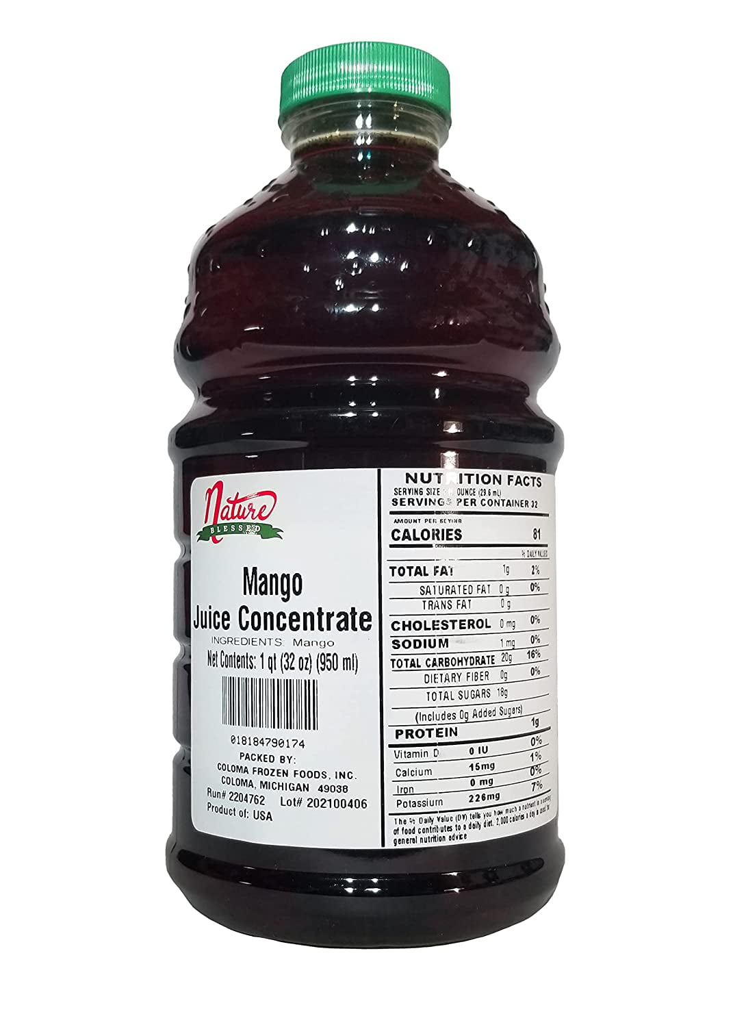 100 Pure Mango (Clarified) Fruit Juice Concentrate 1 Quart (1/32 fl