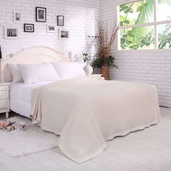 100% Pure Merino Wool Blanket,450GSM Wool Blanket Camping and Outdoor,Soft Wool Throw Blankets Twin Size,Twin Wool Blankets for The Bed,Wool Outdoor Blanket (Ivory,90x66In)