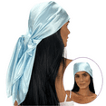 thumbnail image 1 of 100% Pure Mulberry Silk Head Scarf - 36" Square, 19 Momme, Women's Hair Wrap | Maintains Style, Reduces Frizz, Aids Growth - Blue, 1 of 8