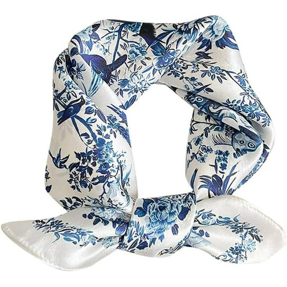 Long Silk Chiffon Scarf Floral Print Silk Long Mulberry Scarf