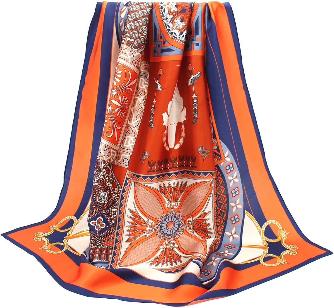 100 Pure Mulberry Silk Scarf 35" Large Square Lightweight Headscarf