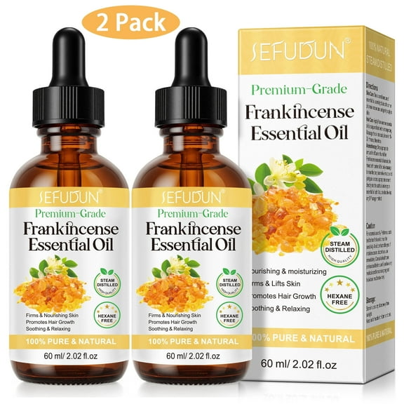 100% Pure & Natural Frankincense Essential Oil, Multipurpose & Versatile Frankincense Oils for Hair,Face,Body & Scars,2-Pack