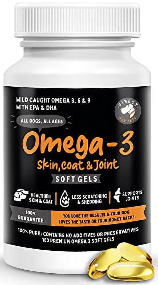 100 Pure Omega 3 Fish Oil for Dogs Soft Gels for Skin, Coat & Joints