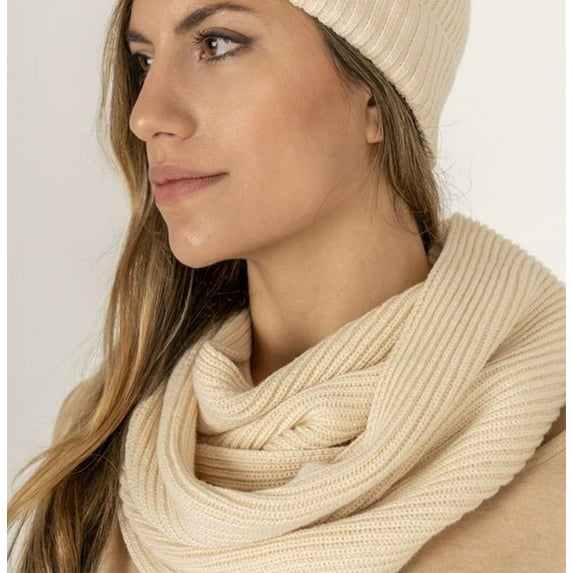 100% Pure Organic Cotton Unisex Infinity Winter Scarf Chemical-free Fairtrade Soft Hypoallergenic Eco-Friendly White