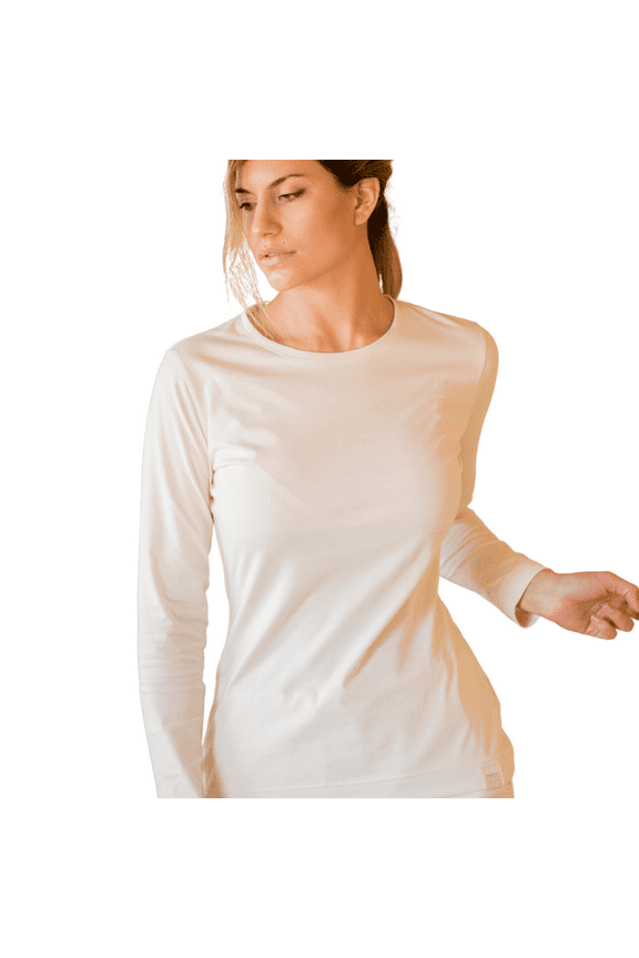 100% Pure Organic Cotton Womens Long Sleeve Shirt Chemical-Free Dye Free Hypoallergenic Large