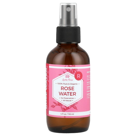 Leven Rose 100% Pure & Organic, Rose Water, 4 fl oz (118 ml)