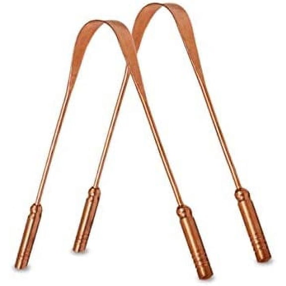 100% Pure Pack Of 2 Copper Tongue Scraper for Adults -Natural Copper Tongue Scraper for Adults Tongue Cleaner with Firm Grip & Travel Case -Tongue Scraper for Dental Health and Fresh Breath