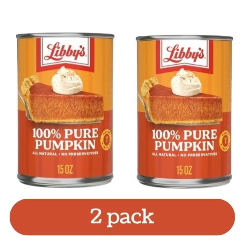 100% Pure Pumpkin Puree, All Natural Gluten Free Canned Pumpkin for Baking Pumpkin Pie Dessert, 15 oz Can (2 Pack)