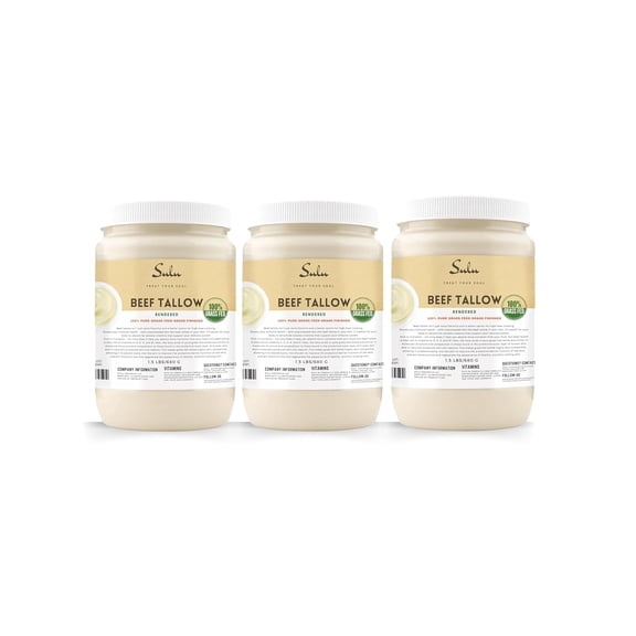 100% Pure Rendered Grass Fed and Grass Finished Beef Tallow-Food Grade- 24 oz/1.5 LBS- US Raised NON GMO 100% Suet