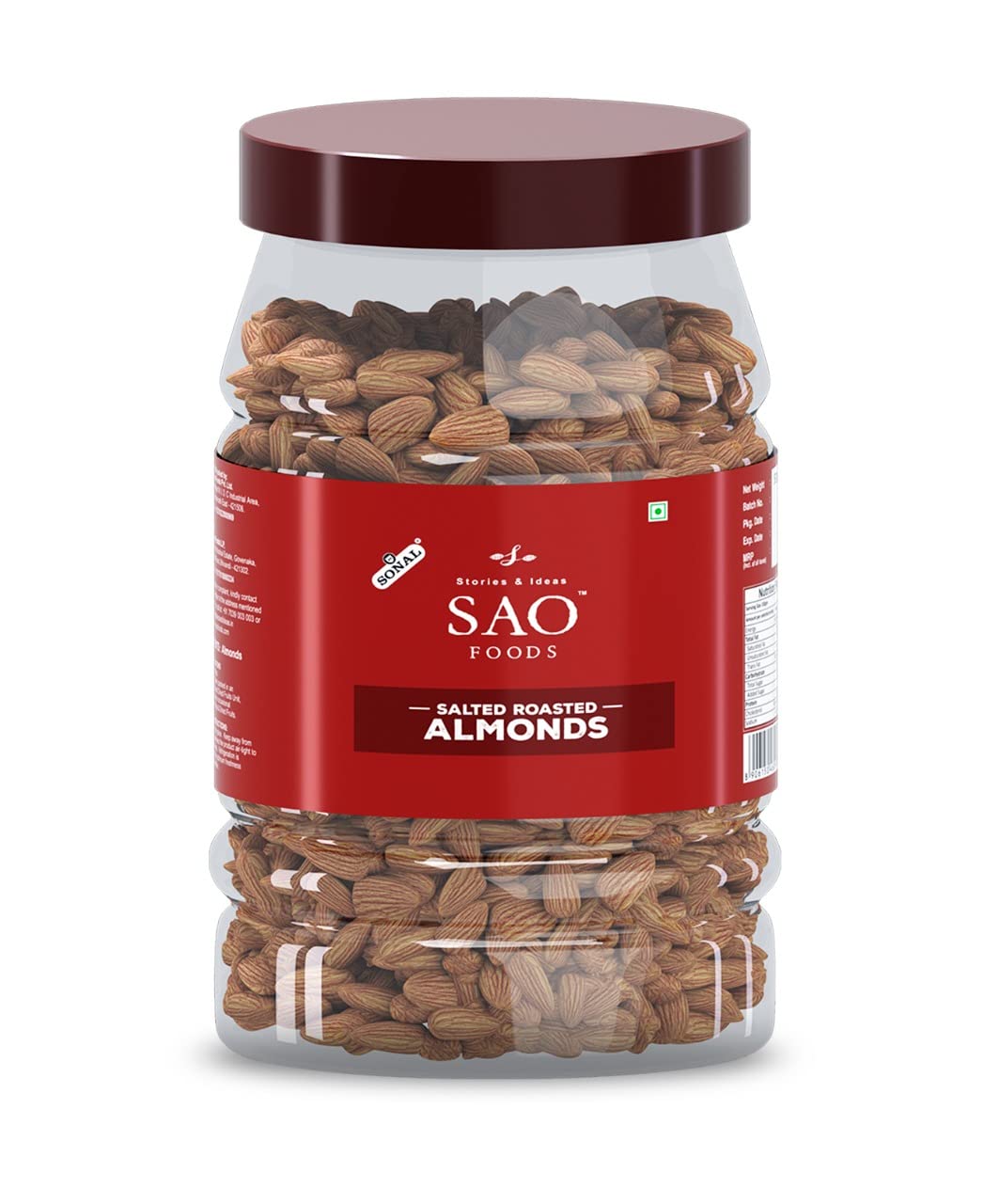 100 Pure Sao Foods Salted Roasted Almond By Sonal Dryfruit 500gm