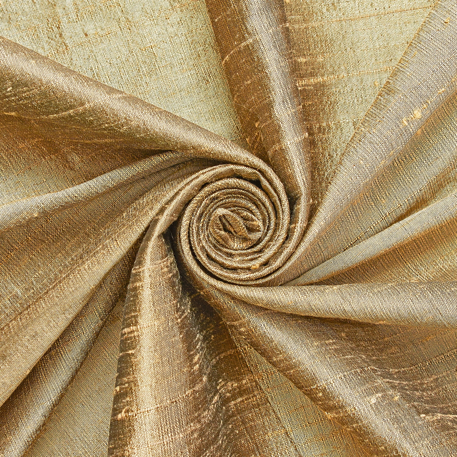 100% Pure Silk Dupioni Fabric 54" Wide BTY Drape Blouse Dress Craft (Metallic Gold)