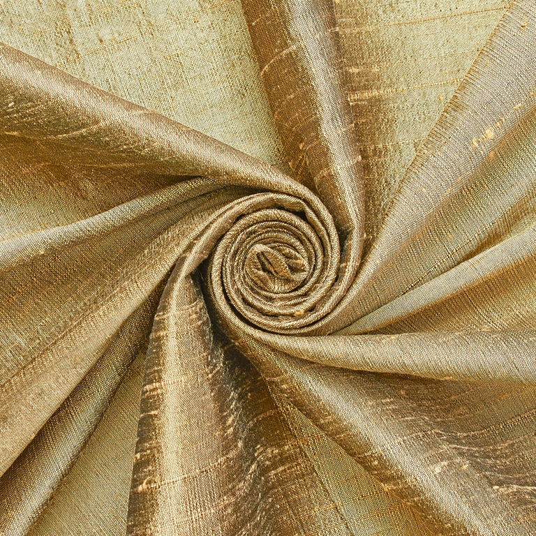100 Pure Silk Dupioni Fabric 54 Wide BTY Drape Blouse Dress Craft Metallic Gold