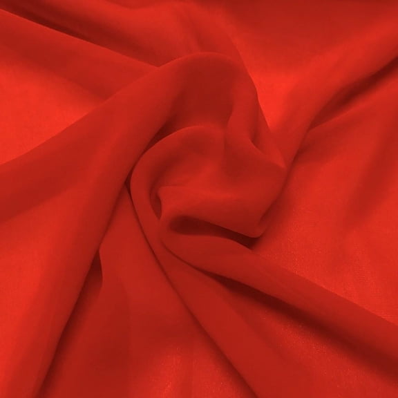 100% Pure Silk Georgette Chiffon Fabric 44" Wide BTY Drape Blouse Dress Craft (Red)