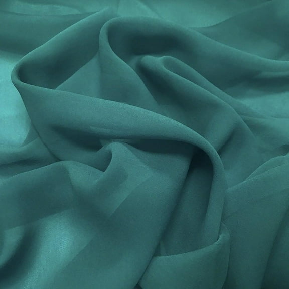 100% Pure Silk Georgette Chiffon Fabric 44" Wide BTY Drape Blouse Dress Craft (Teal)