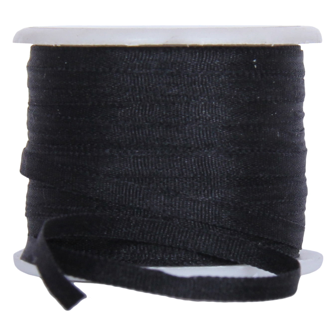 Threadart 100% Pure Silk Ribbon - 2mm Black No. 002 - Sewing Decorative ...