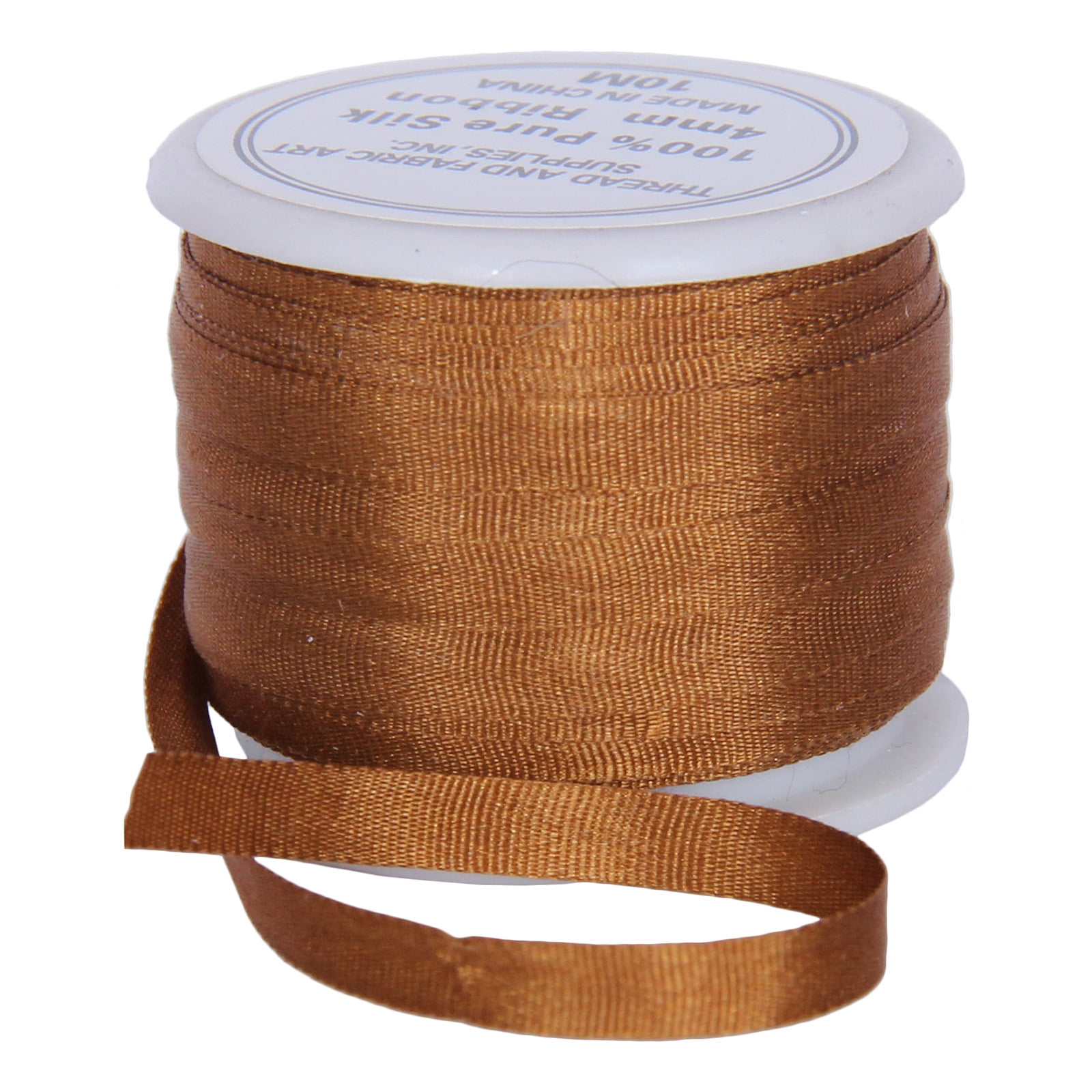 100% Pure Silk Ribbon by Threadart - 4mm Golden Tan - No. 668 - 3 Sizes ...