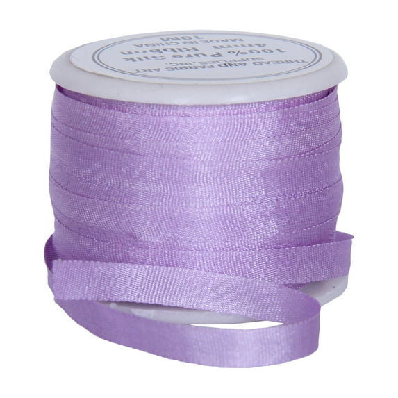 100% Pure Silk Ribbon by Threadart - 4mm Lt Purple - No. 574 - 3 Sizes - 50 Colors Available