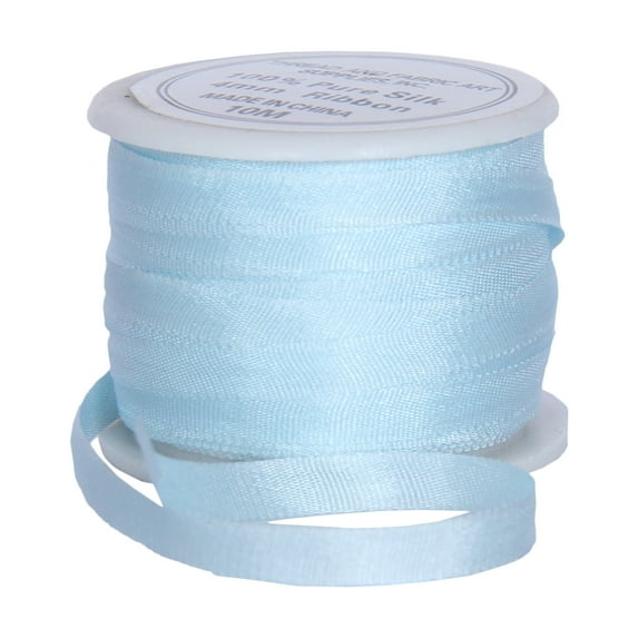 100% Pure Silk Ribbon by Threadart - 4mm Pale Blue - No. 600 - 3 Sizes - 50 Colors Available