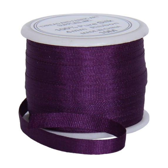 100% Pure Silk Ribbon by Threadart - 4mm Purple Passion - No. 601 - 3 Sizes - 50 Colors Available