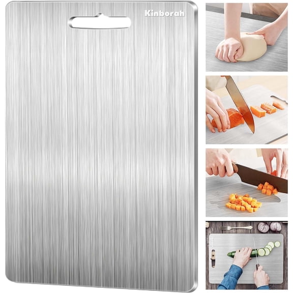 100% Pure Titanium Cutting Board - Cutting Boards for Kitchen - Dishwasher Safe Double-Sided Titanium Board Kitchen Necessities for Home Outdoor Camping Meal Prep