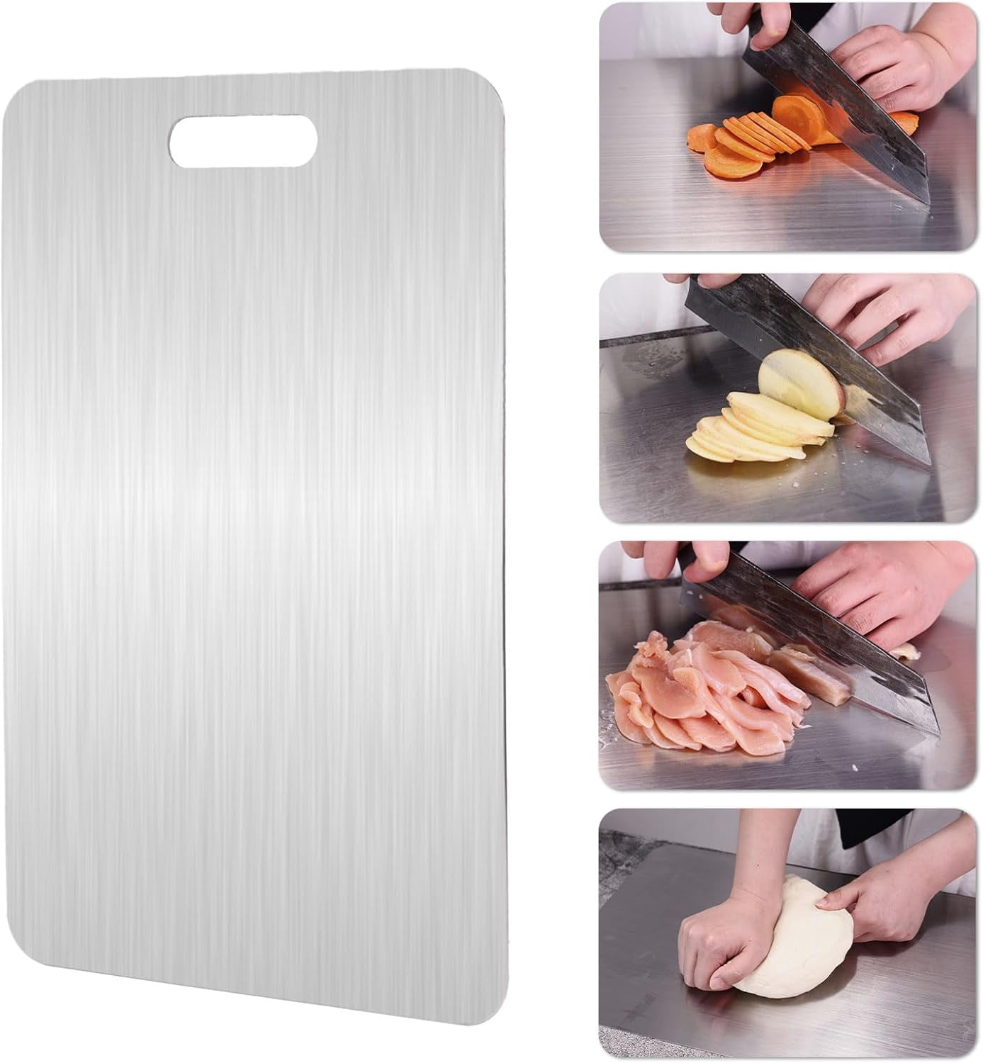 100% Pure Titanium Cutting Board - Non-Slip, Dishwasher Safe & Scratch Resistant