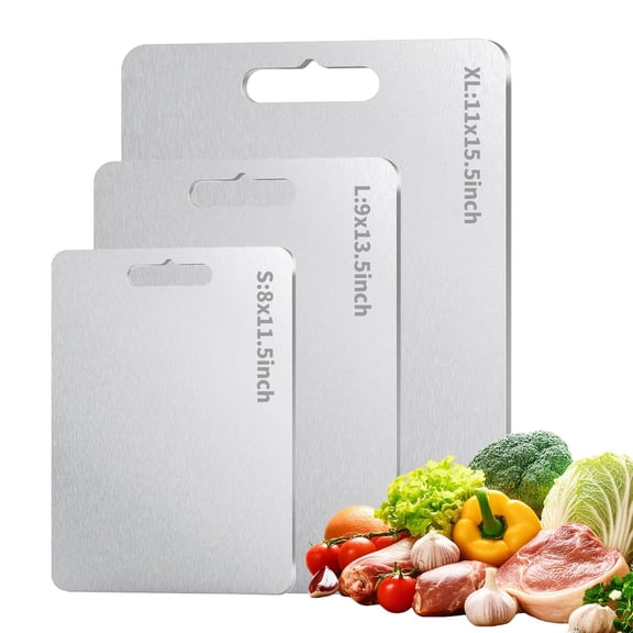 100% Pure Titanium Cutting Boards for Kitchen,(S+M+L) Double-Sided Chopping Board for Meat,Lightweight&Dishwasher Safe 3 Pack