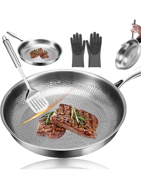 100% Pure Titanium Frying Pan – Hammered Titanium Cookware with Natural Nonstick Surface, No Chemical Coating, Lightweight Skillet for Induction, Gas & Electric Stovetops