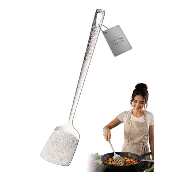 100% Pure Titanium Solid Spatula, Cooking Turner for Kitchen