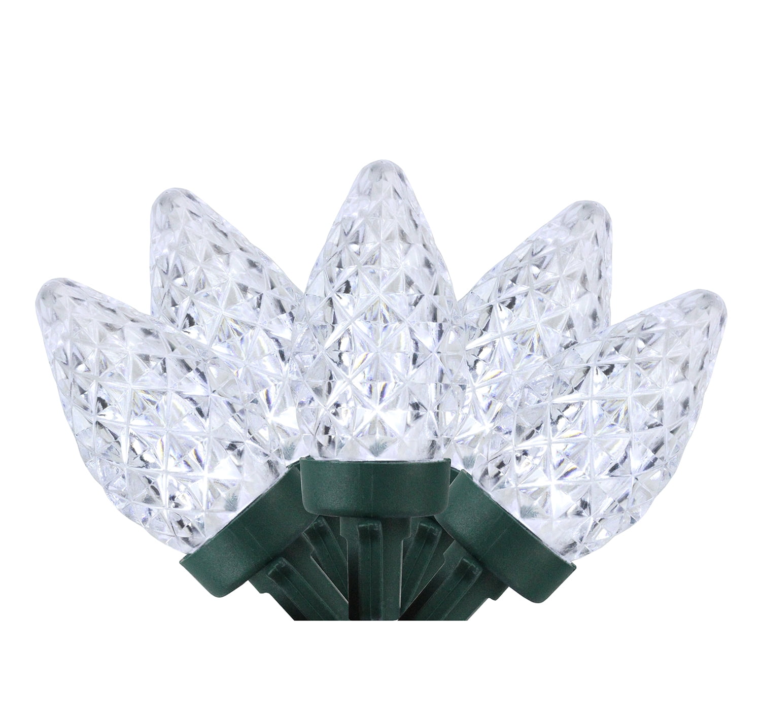 100 Pure White Faceted LED C7 Christmas Lights