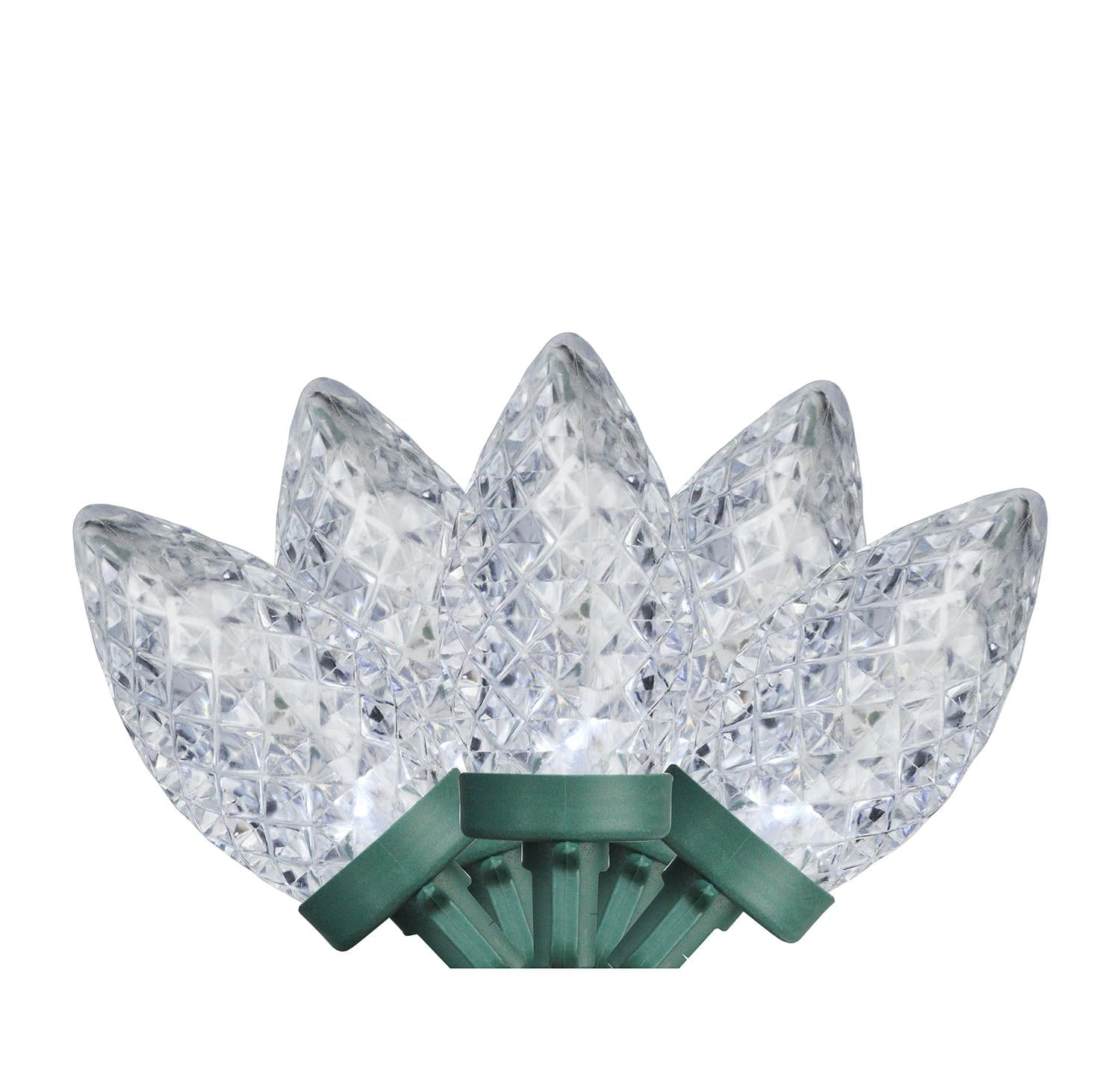 100 Pure White Faceted LED C9 Christmas Lights