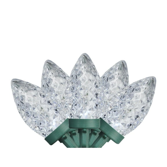 100 Pure White Faceted LED C9 Christmas Lights