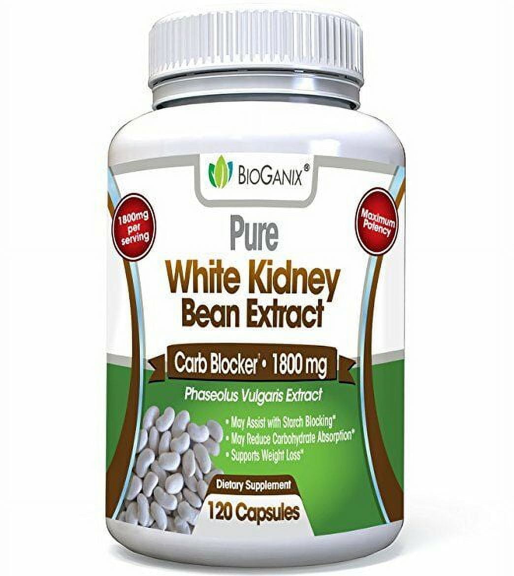 100 Pure White Kidney Bean Extract 1800mg Serving Carb and Fat Blocker