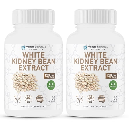 100% Pure White Kidney Bean Extract – All-Natural Carb Blocker 1200mg Serving – Optimized for Weight Loss & Fat Prevention for Women & Men – Made in USA – 2 Pack
