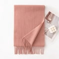 thumbnail image 1 of 100% Pure Wool Solid Color Scarf - Luxury Winter Wrap with Elegant Fringe, Soft Warm Unisex Shawl for Women and Men,180*30,15, 1 of 36
