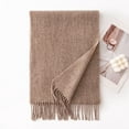 thumbnail image 1 of 100% Pure Wool Solid Color Scarf - Luxury Winter Wrap with Elegant Fringe, Soft Warm Unisex Shawl for Women and Men,180*30,32, 1 of 36