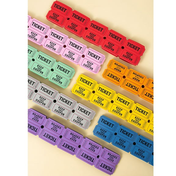 100 Purple Colored Raffle Tickets Double Roll 50/50 Carnival Fair Split The Pot One Hundred Consecutively Numbered Fundraiser Festival Event Party Door Prize Drawing Perforated Stubs (Purple)