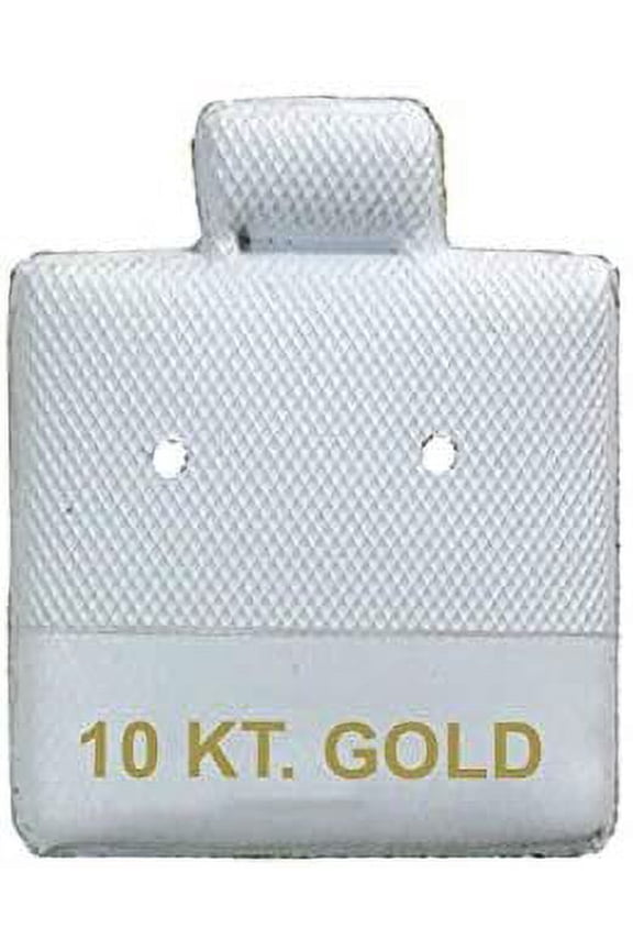 100 Qty 10 KT Gold Imprinted White 1" x 1" Vinyl Puff Pad Earring Cards - for Display & Sales - Clip/Wire/Post Earrings
