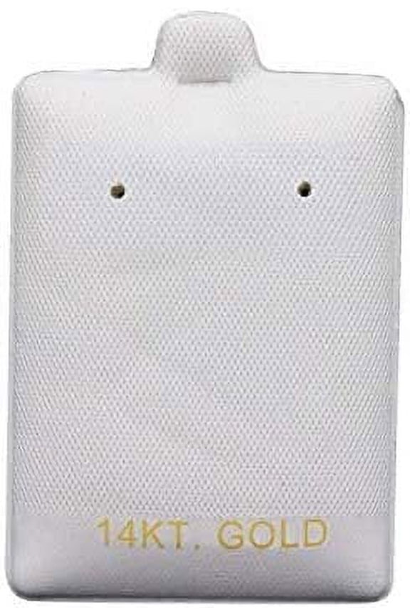 100 Qty 14 KT Gold Imprinted White 1 1/2" x 2" Vinyl Puff Pad Earring Cards - for Display & Sales - Clip/Wire/Post Earrings