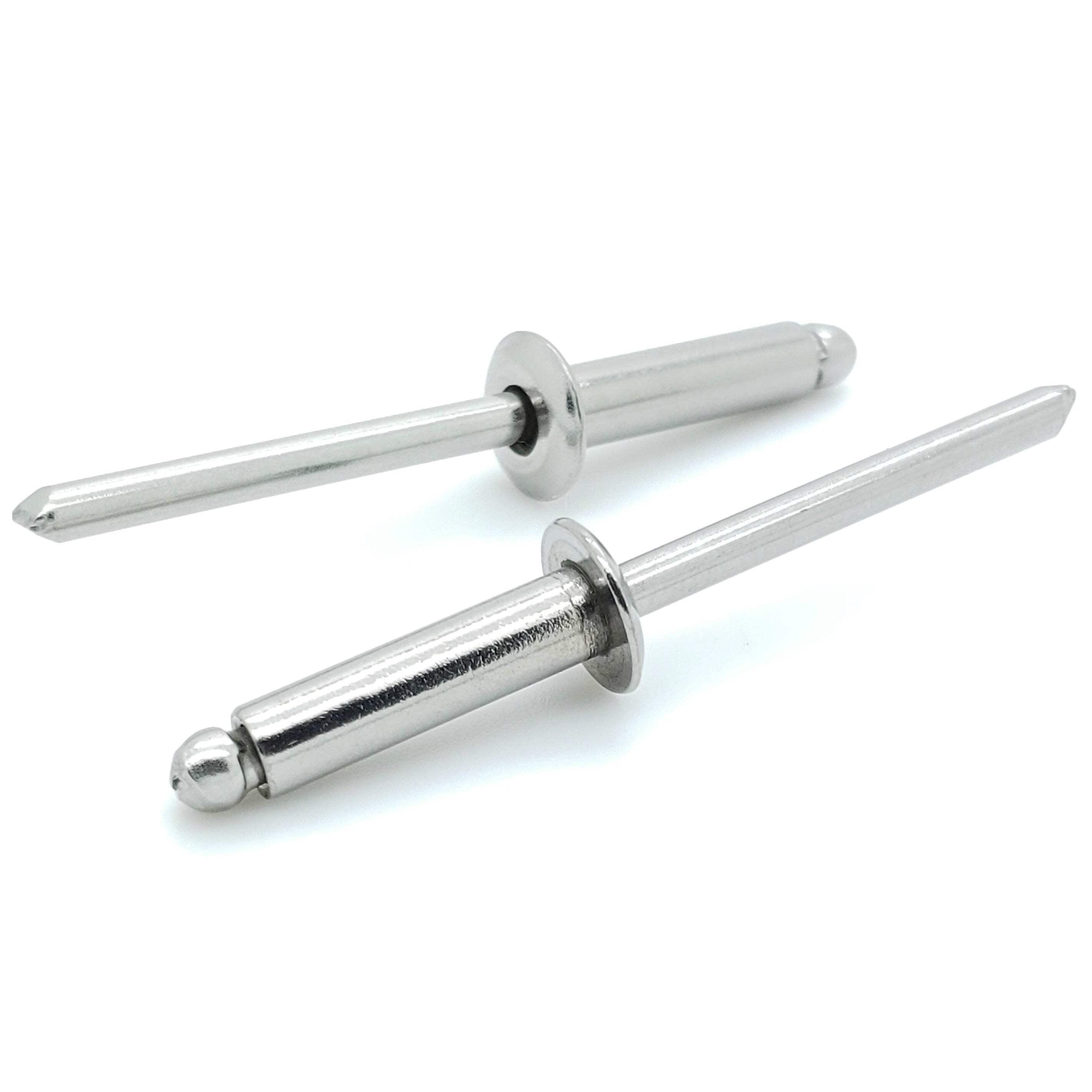 100 Qty 304 Stainless Steel Blind Rivets (#6-8) 3/16" Diameter x 1/2" Grip (BCP181)