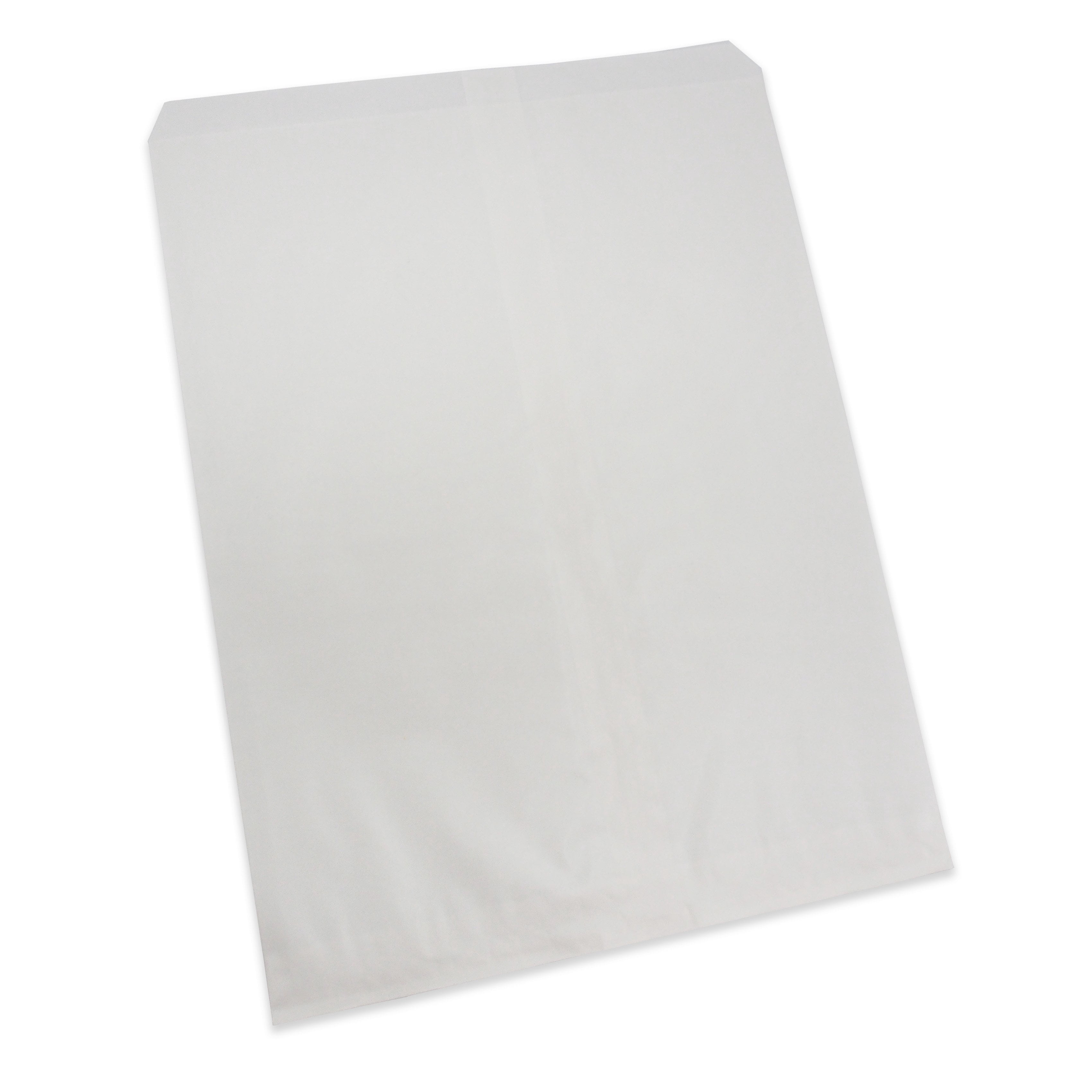 100 Qty 8.5" x 11" Decorative Flat Paper Gift Bags - Plain White Kraft Bags - for Sales/Treats/Parties Cookies/Gifts - N'icePackaging