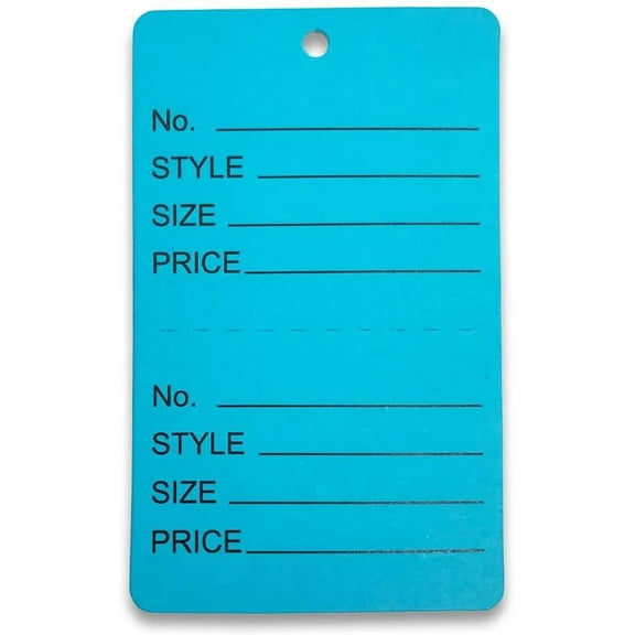 100 Qty Unstrung Blue Price Tags w/ Perforated Stub Consignment / Merchandise / Clothing / Jewelry / Laundry Service / Sales Easy-Tear 1 3/4 x 2 7/8 44x73mm, Blue