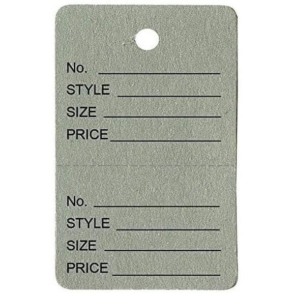 100 Qty Unstrung Grey Price Tags w/Perforated Stub