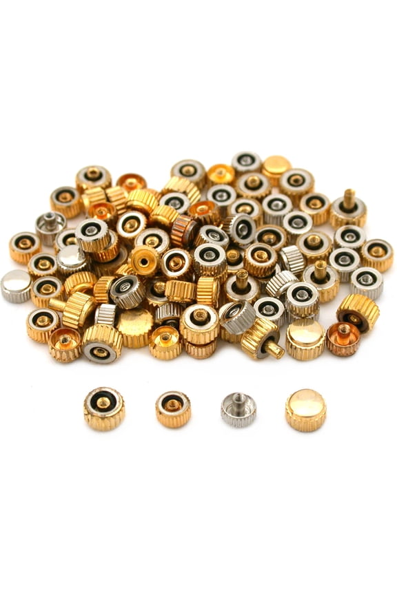 100 Quartz Watch Crown Buttons Assortment Repair Parts