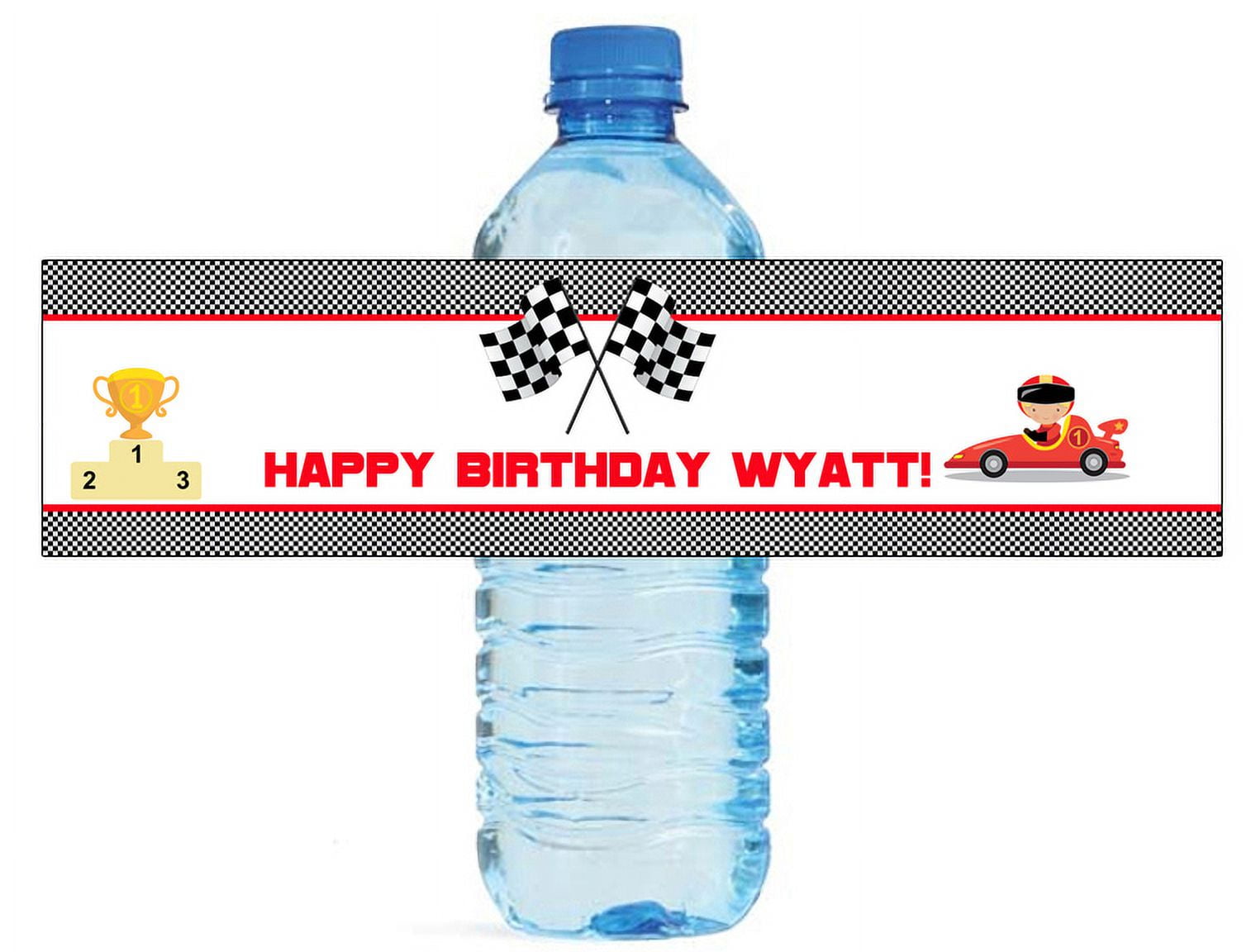 100 Race Car Kids Party Water Bottle labels Birthday Party Easy to Use