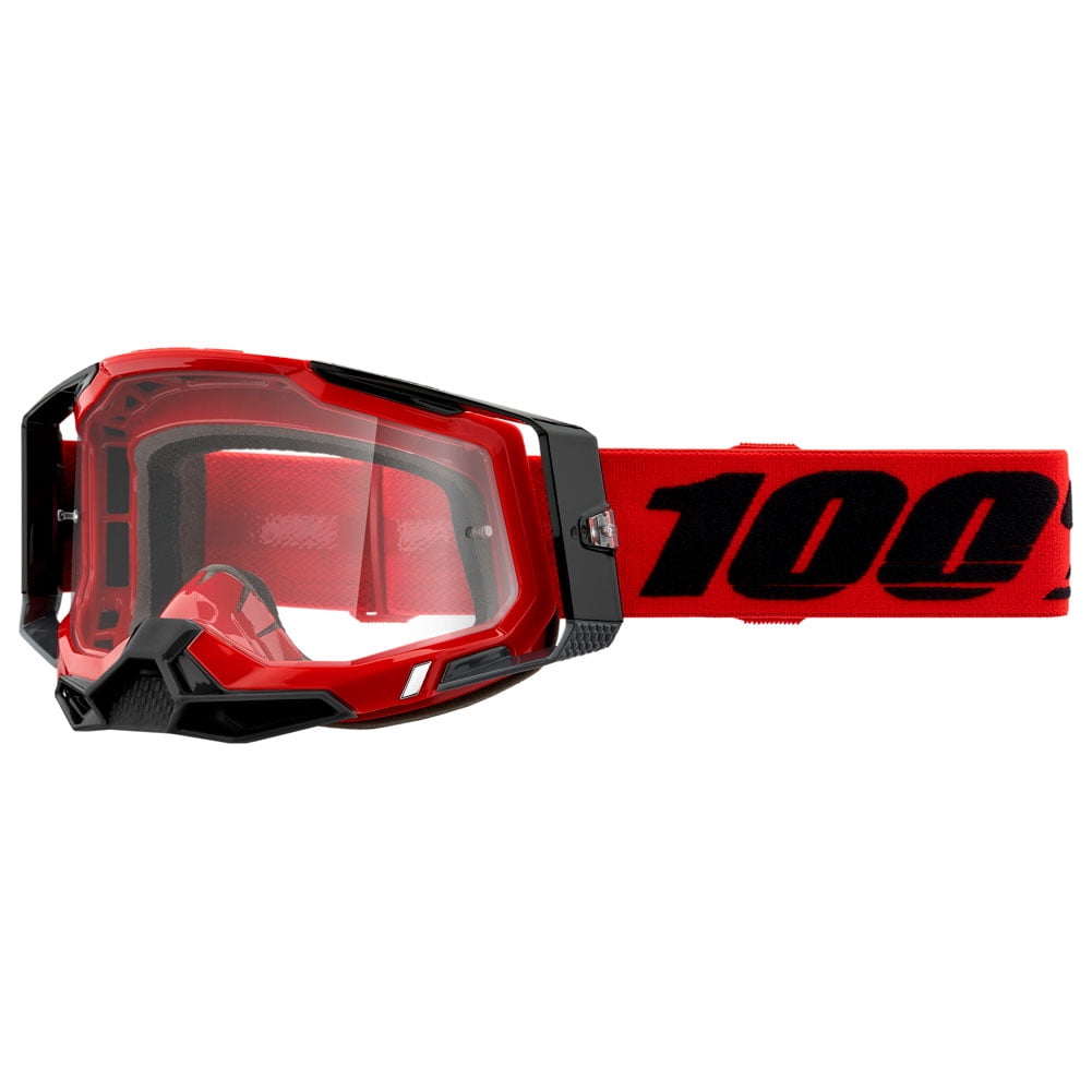 Late Ractangle Goggle 100% Racecraft 2 Goggle Red Frame/Clear Lens - Walmart.com