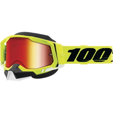 100% Racecraft 2 Snow Goggle - Fluo Yellow - Dual Pane - Red Mirror Lens 50012-00004